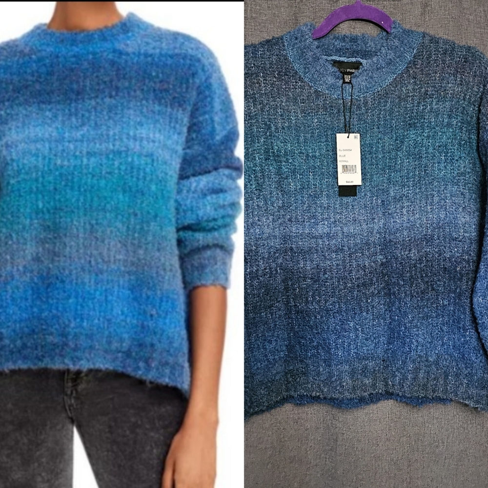Lucy Paris Winnie Space Dyed Sweater Blue multi Size XS New MSRP $88